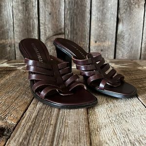 Hilliard & Hanson brown leather slides mules with square toe size 8